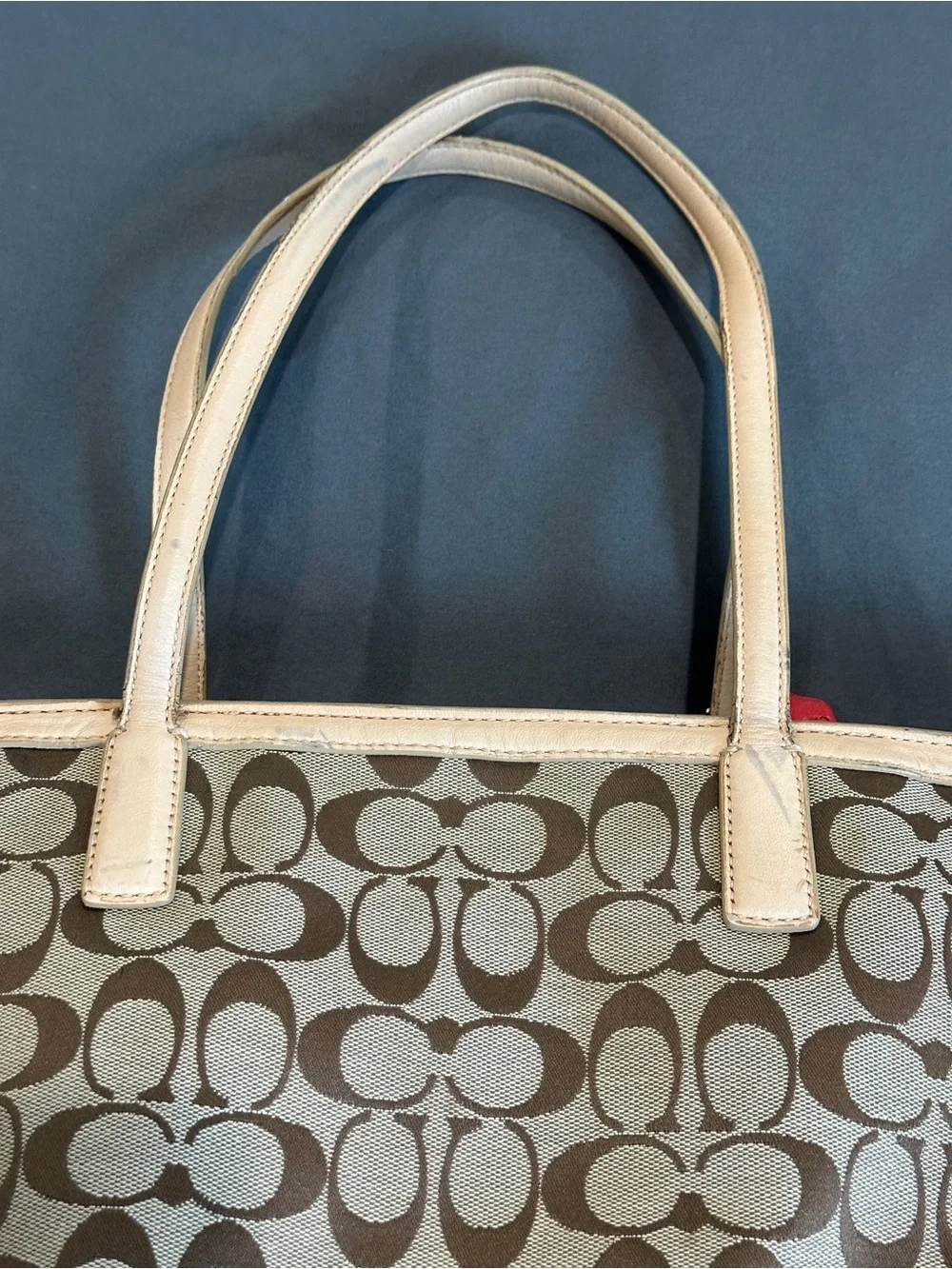 Coach Legacy Weekend Signature Medium Zip Top Tote Khaki Canvas - Picture 10 of 12